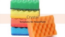  Presentation with dishwashing - Slide set enhanced with stack-of-colorful-plasdtic-dishwashing background and a yellow colored foreground