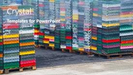  Presentation with stack - Beautiful slide set featuring stack-of-colourful-empty-plastic backdrop and a seafoam green colored foreground