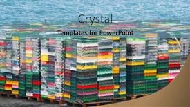  Presentation with stack - Cool new PPT theme with stack-of-colourful-empty-plastic backdrop and a light blue colored foreground