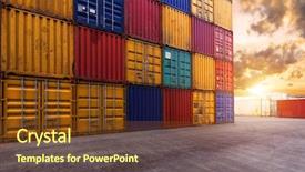  Presentation with empty road motion blur - Beautiful slide deck featuring trade routes - stack of containers with empty backdrop and a  colored foreground