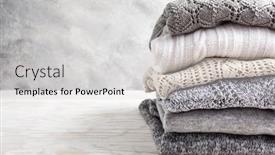  Presentation with stack - Cool new presentation with stack-of-cozy-knitted-sweaters backdrop and a light gray colored foreground