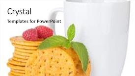 Presentation with mint - Beautiful PPT theme featuring stack of crackers with mint berries and cup of drink isolated on white background backdrop and a white colored foreground