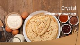  Presentation with jam - Slide set consisting of stack-of-crepe-with-chocolate background and a coral colored foreground