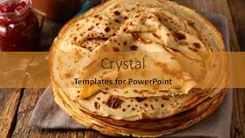  Presentation with jam - Cool new PPT theme with stack-of-crepe-with-jam backdrop and a gold colored foreground
