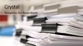  Presentation with binder - Slides consisting of stack of documents with binder background and a soft green colored foreground