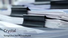  Presentation with binder - Amazing PPT theme having stack of documents with binder backdrop and a light blue colored foreground