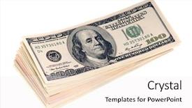  Presentation with floating dollar bills - Presentation theme enhanced with stack of dollar bills u background and a white colored foreground