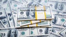  Presentation with stack - Beautiful PPT theme featuring cutting debt loans - stack of dollars on money backdrop and a light blue colored foreground