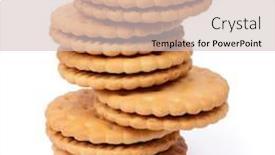 Presentation with biscuit - Amazing presentation design having stack-of-double-round-biscuit backdrop and a soft green colored foreground