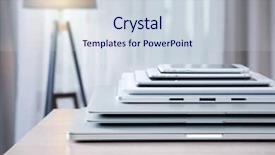  Presentation with tech stack - Cool new presentation theme with stack of electronic device backdrop and a sky blue colored foreground