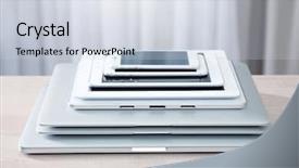  Presentation with tech stack - Colorful presentation theme enhanced with stack of electronic device backdrop and a lemonade colored foreground