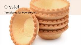  Presentation with shells - Slide set having stack of empty tart shells background and a coral colored foreground