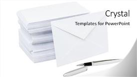  Presentation with writing pen - Cool new slide set with stack of envelopes and ballpoint backdrop and a white colored foreground
