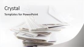  Presentation with envelope - Presentation design with stack of envelopes bills background and a white colored foreground