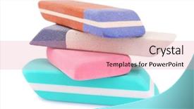  Presentation with octopus on isolated white - PPT theme featuring stack of erasers isolated background and a coral colored foreground