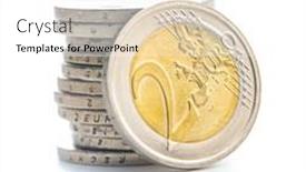  Presentation with stack - Theme featuring stack-of-euro-coins-isolated background and a white colored foreground