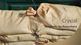  Presentation with river floods - Cool new presentation theme with stack-of-filled-sandbags-protect backdrop and a coral colored foreground