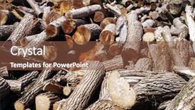  Presentation with wood log - Beautiful slide deck featuring stack of firewood wooden log backdrop and a tawny brown colored foreground