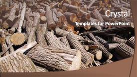  Presentation with wood log - Audience pleasing PPT theme consisting of stack of firewood wooden log backdrop and a tawny brown colored foreground