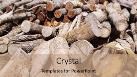  Presentation with wood log - PPT theme enhanced with stack of firewood wooden log background and a coral colored foreground