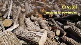  Presentation with wood log - Amazing slide set having stack of firewood wooden log backdrop and a tawny brown colored foreground