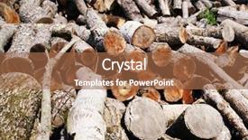  Presentation with wood log - Presentation design consisting of stack of firewood wooden log background and a coral colored foreground