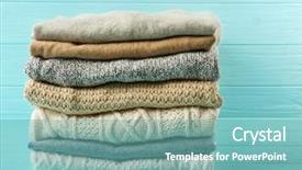  Presentation with stack - Colorful slides enhanced with stack of folded clothes backdrop and a seafoam green colored foreground
