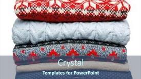  Presentation with knitted clothes - Amazing slides having stack-of-folded-various-knitted backdrop and a ocean colored foreground