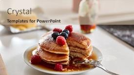  Presentation with pancake - Slides having stack-of-freshly-made-pancakes background and a soft green colored foreground