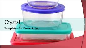  Presentation with food white - Cool new PPT theme with stack of glass food containers backdrop and a seafoam green colored foreground