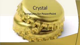  Presentation with black and gold and white - Audience pleasing presentation design consisting of stack of golden bottle caps backdrop and a yellow colored foreground