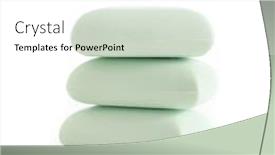  Presentation with soap - Presentation theme enhanced with stack of green soap bars against a white background background and a white colored foreground