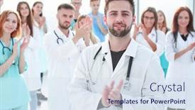  Presentation with unity - Colorful slide set enhanced with stack-of-hands backdrop and a sky blue colored foreground