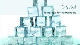  Presentation with ice refrigeration system - PPT theme featuring stack of ice cubes background and a cool aqua colored foreground