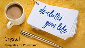  Presentation with clutter - Slide deck having stack of index cards background and a gold colored foreground