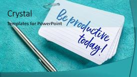  Presentation with today - Beautiful PPT theme featuring stack of index cards backdrop and a teal colored foreground