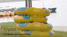  Presentation with stack - Amazing PPT layouts having stack-of-inflatable-rings backdrop and a gold colored foreground