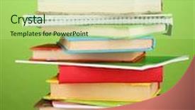  Presentation with stack books - Presentation with cognize - stack of interesting books background and a mint green colored foreground
