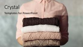  Presentation with knitted clothes - Slides featuring stack of knitted clothes background and a lemonade colored foreground