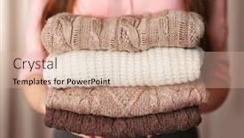  Presentation with knitted clothes - PPT layouts featuring stack-of-knitted-clothes background and a soft green colored foreground