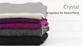  Presentation with wool - Amazing PPT theme having stack-of-knitted-wool-sweaters backdrop and a cream colored foreground