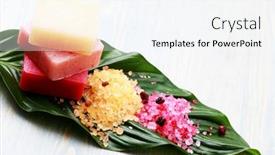  Presentation with stack - Colorful slide deck enhanced with stack-of-lovely-fruity-soaps backdrop and a sky blue colored foreground