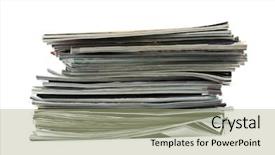  Presentation with magazines - PPT theme enhanced with stack of magazines isolated on a white background background and a mint green colored foreground