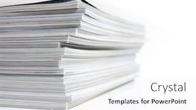 Presentation with magazines - Audience pleasing PPT theme consisting of stack of magazines on white backdrop and a white colored foreground