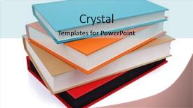  Presentation with stack books - Cool new PPT theme with stack of multi colored books backdrop and a light blue colored foreground