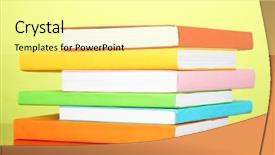  Presentation with multicolor - Amazing slide set having stack of multicolor books on green background backdrop and a blonde colored foreground