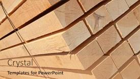  Presentation with lumber - Presentation theme consisting of stack of new wooden studs at the lumber yard background and a coral colored foreground