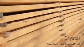  Presentation with lumber - Audience pleasing theme consisting of stack-of-new-wooden-studs backdrop and a coral colored foreground