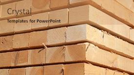  Presentation with lumber - Presentation design featuring stack of new wooden studs at the lumber yard background and a coral colored foreground