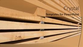  Presentation with lumber - Amazing PPT theme having stack-of-new-wooden-studs backdrop and a gold colored foreground
